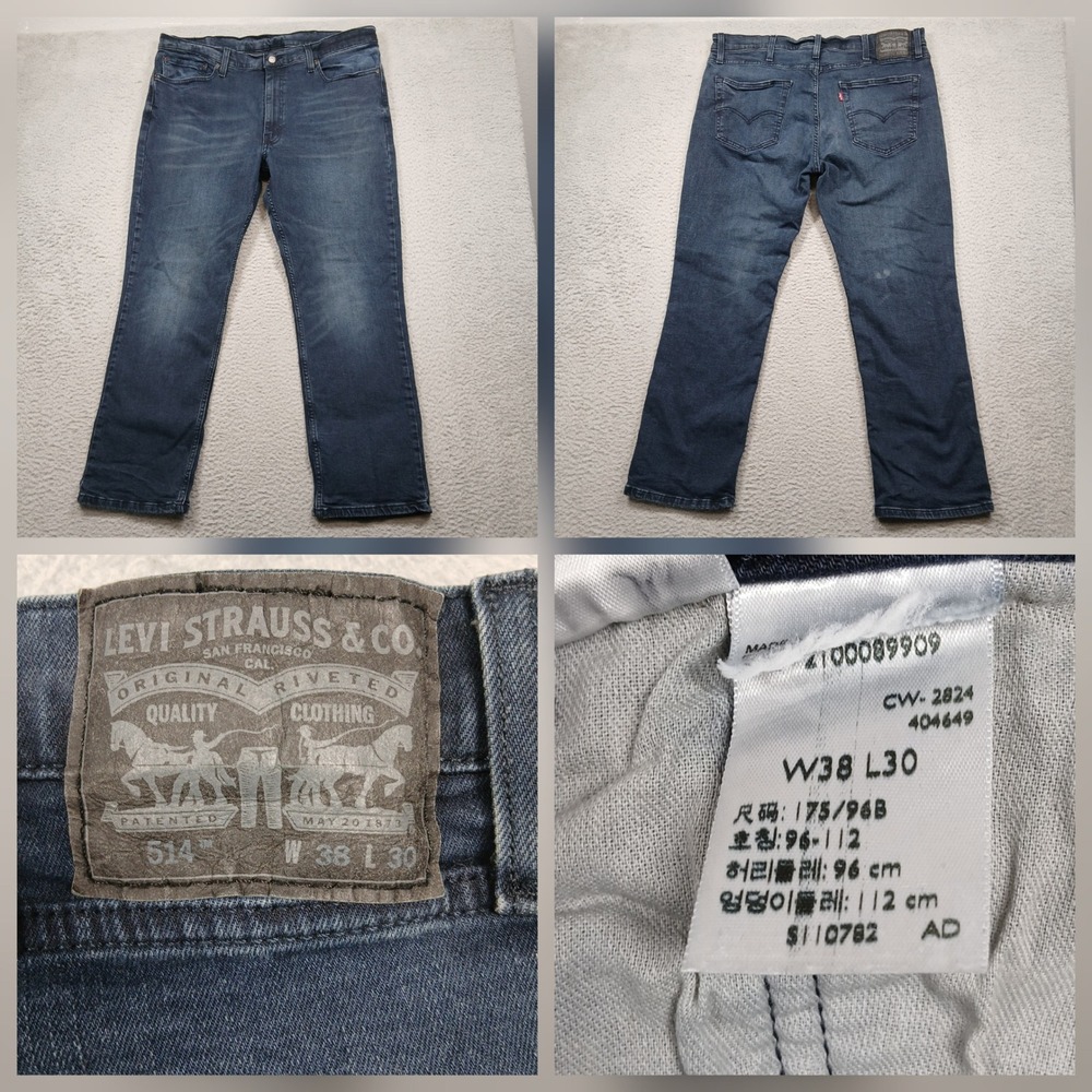 Levi's 514 Straight Jeans‎ Mens 38x30 Dark Wash Denim